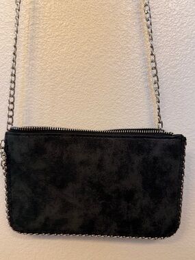 Black Suede Chain Crossbody Bag